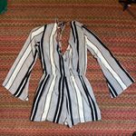 Urban Outfitters BLACK & WHITE STRIPED LONG SLEEVE ROMPER SHORTS PLAYSUIT Photo 3