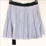 Anthropologie Seek the Label Pleated Academia Pinstripes Striped Belted Wrap Mini Skirt Photo 3