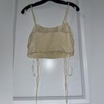 Urban Outfitters  UO Crop Ruched Cinched Bow Linen Corset Cotton Coquette Cami M Photo 1
