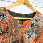 American Vintage Vintage Trippy Psychedelic Stretch Blouse Top Size XL Burnt Orange Agate Crystal Photo 3
