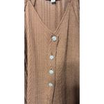 Misia Women 2X Brown Cable Knit Puff Sleeve V Photo 2