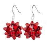 Gift Bow Dangly Earrings Red Photo 2