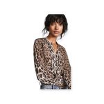 Joie new  𒀭 aso TV Tariana Long Sleeve Silk Leopard Print Top 𒀭 Light Taupe 𒀭 L Photo 2