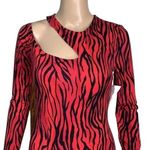 Guess  Womens Shasti Animal Print Bodycon Cutout Mini Dress Red Black Small Photo 2