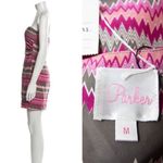 Parker NEW  Sweetheart 100%‎ Silk Mini Strapless Dress, Pink print, M Photo 2