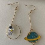 Asymmetric Star Astronaut Pendant gold plated Long Earrings Faux Fashion Jewelry Photo 9