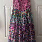 Caroline Constas Pink and Purple Floral Dress Size L Photo 0