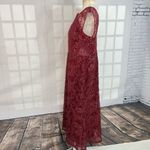 Slny sleeveless maroon red embroidered sequined lace gown size 16 Photo 8