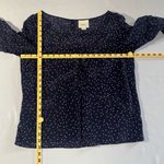 Maeve  Anthropologie 100% Silk Navy Blue White Polka Dot Ruffle Sleeves Womens 8 Photo 10