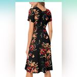 DB MOON Women Summer Casual Short Sleeve Dresses Empire Waist Dress with Pockets Black Size XL Photo 1