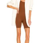 We Wore What  Ribbed Romper Brown Stretch Sleeveless Athleisure Pilates XS NWT Photo 1