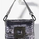 Anthropologie BIBI LOU  Silver & Black Sequin Shoulder Bag Photo 0