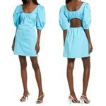 Open Edit Turquoise Puff Sleeve Sun Dress Photo 1