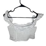 Princess Polly White Super Cropped Button Up Ruffled Tank Top Photo 3