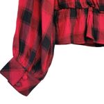 Sanctuary Buffalo Plaid Red & Black V Neck Button Down Festive Blouse Size XS Photo 6