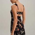 Rihoas Black Floral Shirred Slip Maxi Dress Size M Photo 2