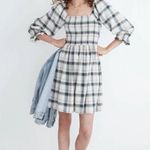 Madewell Lucie Elbow-Sleeve Smocked Mini Dress in Lebaum Plaid S Photo 0