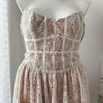 For Love & Lemons  Jelena White Tan Lace Strapless Mini Dress Women’s Size Medium Photo 3