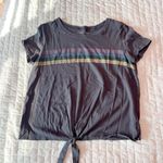 American Eagle Dark Grey Stripe Tie Front Top Size Small Photo 0