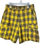 Hot Topic Yellow Plaid Cargo Bermuda Shorts Photo 3