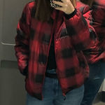 Universal Threads Universal Thread Red Black Buffalo Plaid Puffer Jacket Water Resistant Size S‎ Photo 0