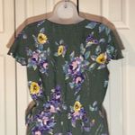 Blue Rain  Green Floral Romper Tie Belt Vneck XL Photo 11