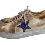 Dingo Playdate Leather Sneakers Tan and Blue Star Sneakers Photo 1