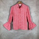 Michael Kors  Printed Smocked Bell Sleeve Top, Sea Coral NEW MEDIUM Photo 9