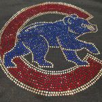 Womens Chicago Cubs Sweatshirt Rhinestone Crystal Bling Graphic Logo SZ L Hoodie Black Size L Photo 2