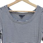 Banana Republic Stripe Side Rouched Dress 3/4 Sleeve White Navy Size Medium Photo 3