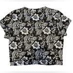 Abercrombie & Fitch Black And White Paisley Bandana Cropped Shirt Size M Photo 5