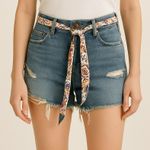We The Free Denim Cutoff Shorts Distressed Frayed Hem Scarf Belt Blue Size 26 Photo 0