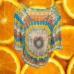 Roz & Ali  Women's Multicolored Floral‎ Crochet Scoop-Neck Sweater Size L/XL Photo 2