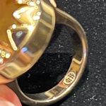 House of Harlow Statement Cocktail Ring gold tone and pale yellow stone, size 7 Photo 8