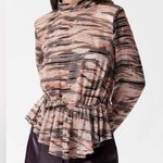 ZARA NWOT & other stories peplum Long Sleeve velvet stripe zip back blouse XS Photo 3