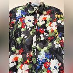 Banana Republic Floral Button Down Shirt Black Colorful | XS (fits S/M) Photo 9