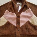 Lush Clothing LUSH Women's Teddy Jacket Coat Color-block Brown Cream Pink Size S Photo 2