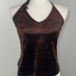 Roxy Vintage Y2K Brown Velvet Halter Top Snakeskin Print Wear Roxanne Heptner L Photo 0
