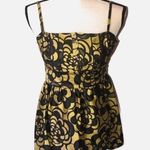 Juicy Couture Y2K Baby Doll Top Size 0 Silk  Green Gold Floral Back Ties Halter Photo 0