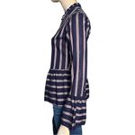 Le Sarte Pettegole Women’s Size 40 S Navy Blue Striped Peplum Button Down Shirt Photo 3