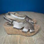 Clarks  Collection Gold Metallic Annadel Bari Cork Wedge Sandals Women’s Size 8.5 Photo 1