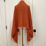 Estirpe Inca Alpaca Wrap Shawl Orange Geometric Fringe Boho Chic Fall Elegant Photo 5