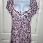 Francesca's Francesca’s Mi Ami Floral Short Sleeve Short Romper Purple Pink White Size Large Photo 0