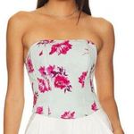 Favorite Daughter Lanai Floral Corset Top Blue Summer Peony Size 10 Photo 0