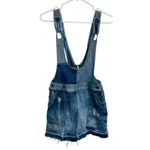 Free People Patchwork Blues Denim Pinafore Overall Skirtall Mini Skirt Size 0 Photo 1