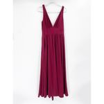 La Femme Plunge Neck A-Line Dark Berry Red Formal Evening Gown Size 14 NWT Photo 2