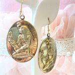 Egyptian Revival Earrings Gold Tone Oval Dangle Queen Ancient Ankah Photo 2