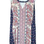 JODIFL Tunic Dress Blouse Size Small Blue Boho Scarf Print Trapeze Swing Top Photo 0