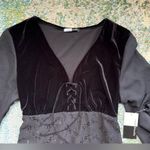 Vintage 90s NOS Sweet Blondie sheer velvet lace front boho blouse, size large Black Photo 4