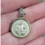 Vintage Brushed Silver Virgin Mother Mary Our Lady of Consolation Pendant Photo 0